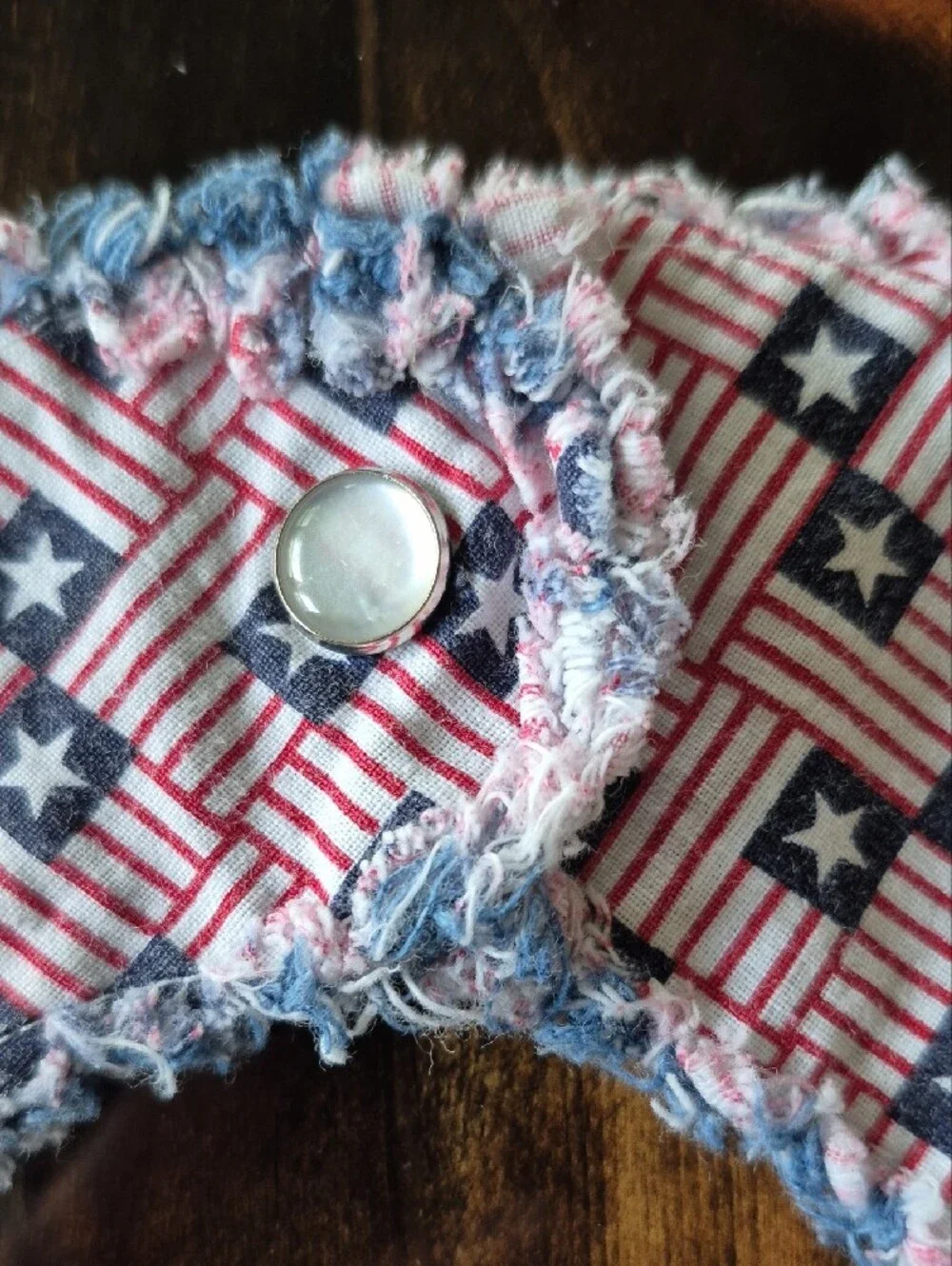 Blue Denim Baby Bib with Red Star Accent